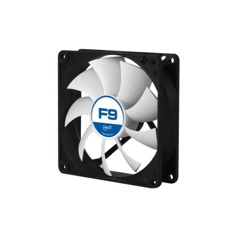 Arctic F9 9.2cm Case Fan, Black & White, 9 Blades, Fluid Dynamic, 6 Year Warranty