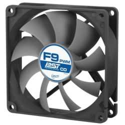 Arctic F9 9.2cm PWM PST Case Fan for Continuous Operation, Black & Grey, 9 Blades, Dual Ball Bearing, 6 Year Warranty