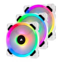 Corsair LL120 12cm PWM RGB Case Fan x3, 16 LED RGB Dual Light Loop, Hydraulic Bearing, White,  3 Pack