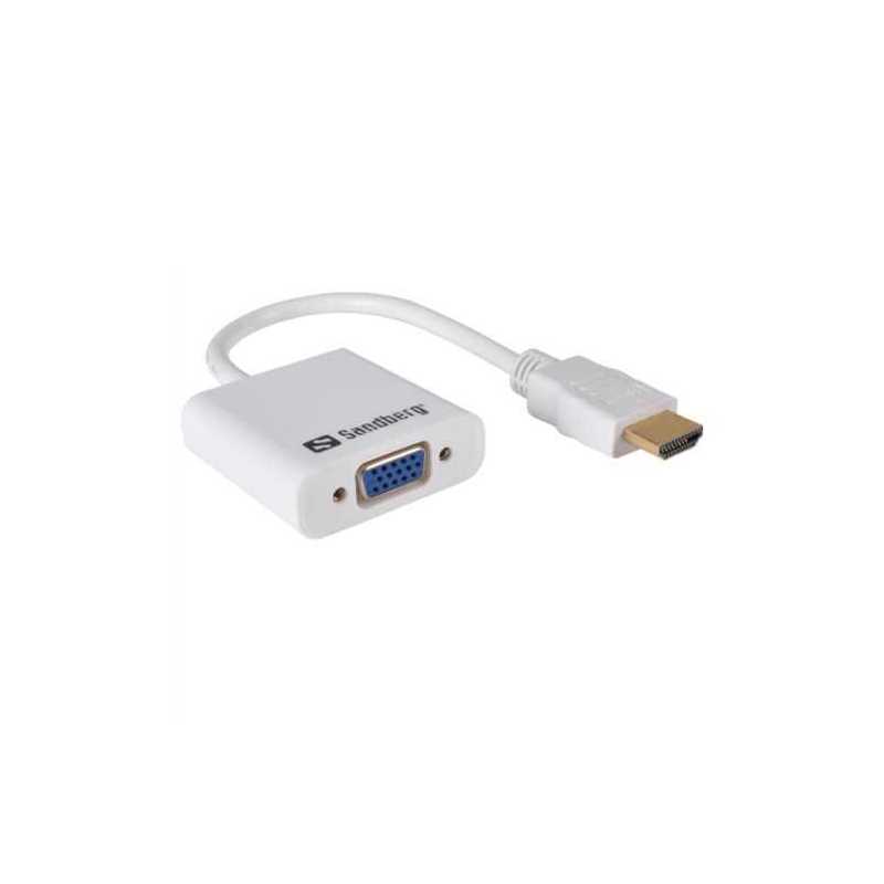 Sandberg HDMI Male to VGA Female Converter Cable, 25cm, White, 5 Year Warranty Sandberg HDMI Male to VGA Female Converter Cable, 25cm, White, 5 Year Warranty