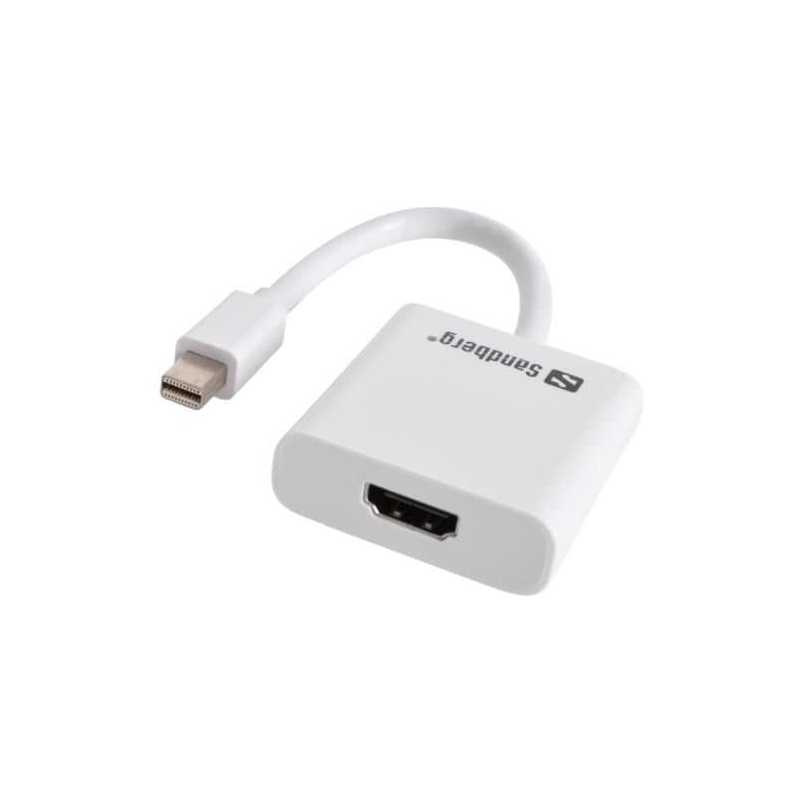 Sandberg Mini DisplayPort Male to HDMI Female Converter Cable, White, 5 Year Warranty Sandberg Mini DisplayPort Male to HDMI Female Converter Cable, White, 5 Year Warranty