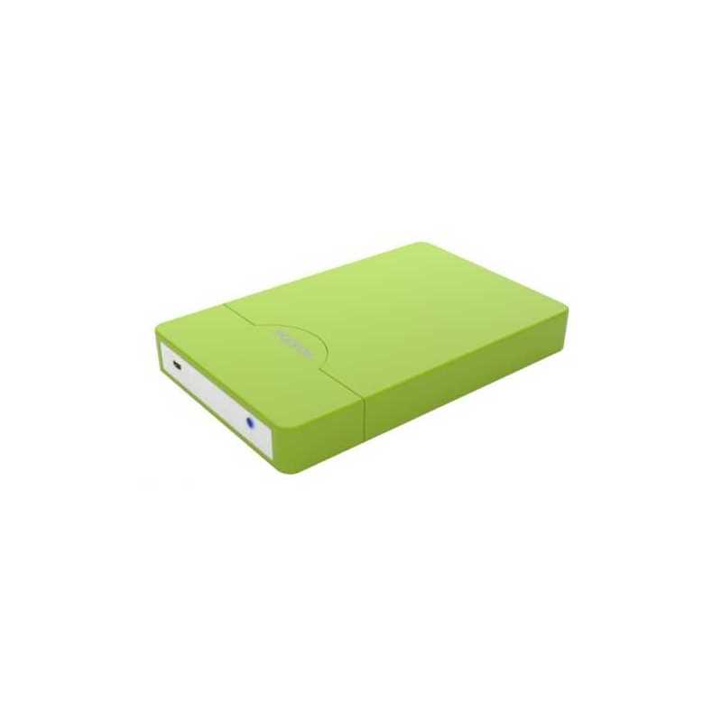 Approx Green External 2.5" SATA Hard Drive Caddy, USB2, USB Powered, Screwless, Carry Case 
