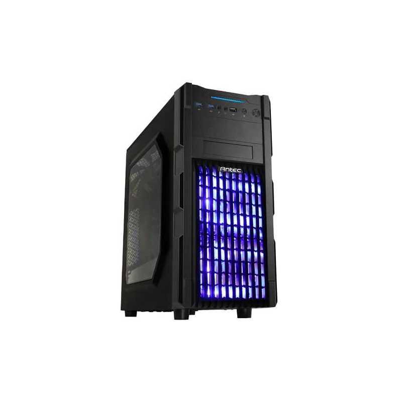 Antec GX-200 Gaming Case with Window, ATX, No PSU, USB 3.0, Tool-less, Blue LED Fans, Black