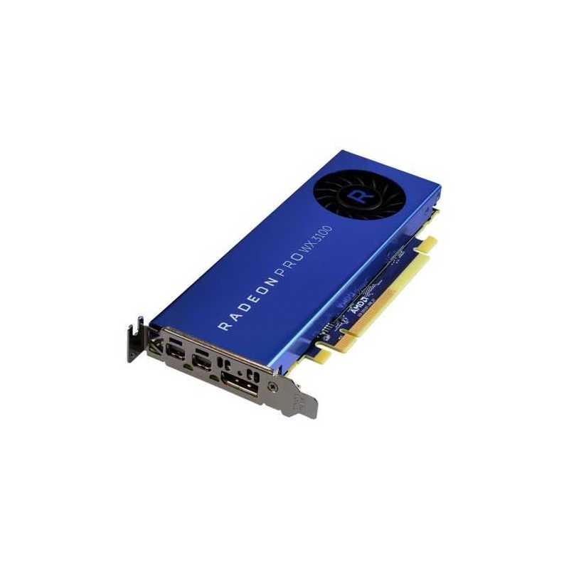 AMD Radeon Pro WX 3100 Professional Graphics Card, 4GB DDR5, DP, 2 miniDP (mDP to DVI Adapter), 1219MHz Clock, Low Profile (Bracket Included)