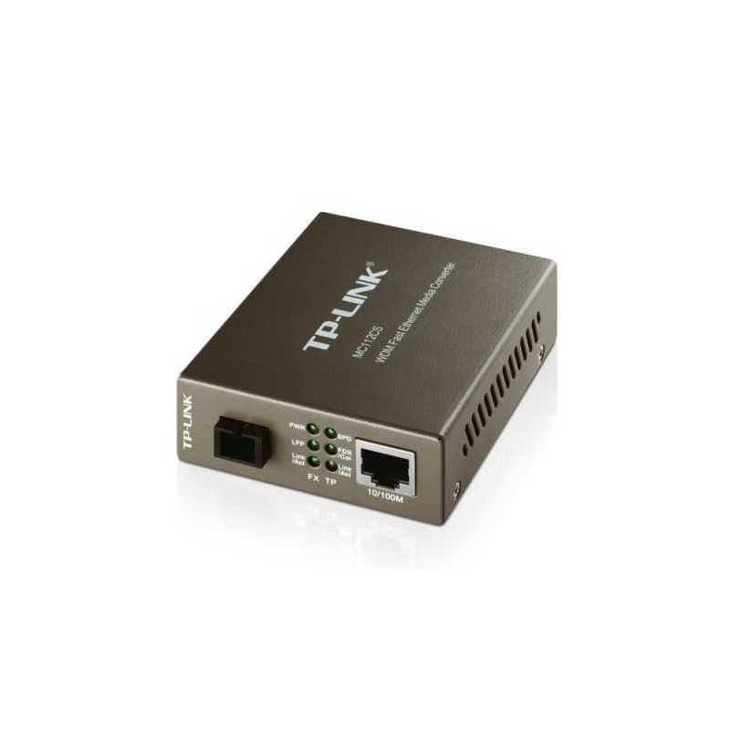 TP-LINK (MC112CS) Single-Mode SC Fiber WDM Media Converter, up to 20km, 100B-FX to 100B-TX Copper