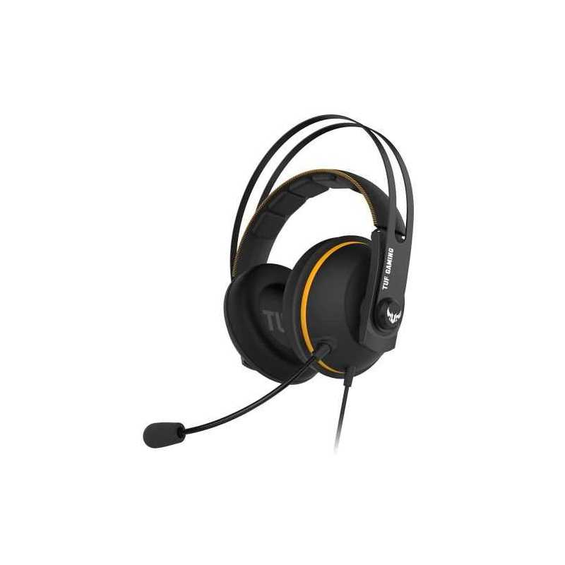 Asus TUF Gaming H7 7.1 Gaming Headset, 53mm Driver, 3.5mm Jack (USB Adapter), Boom Mic, Virtual Surround, Stainless-Steel Headband, Yellow