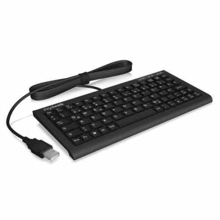 Keysonic ACK-3401U Wired Mini Keyboard, USB, Ultra-Compact with Full Functionality, SoftSkin Coating