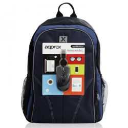 Approx (APPNBBUNDLE40) Backpack & Mouse Bundle - 15.6" Case in Black & Blue with USB Optical Mouse