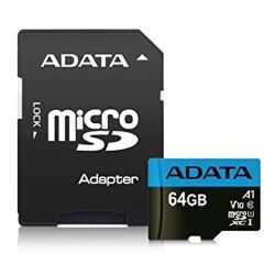 ADATA 64GB Premier Micro SDXC Card with SD Adapter, UHS-I Class 10 with A1 App Performance