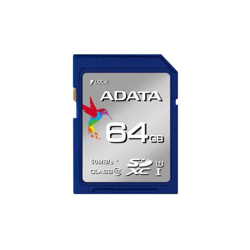 ADATA Premier 64GB High Capacity SDXC Card, UHS-I Class 10, R/W 50/10 MB/S