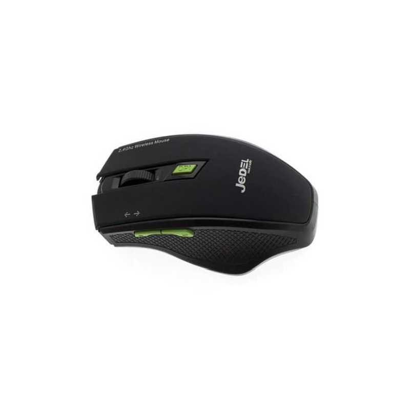 Jedel (W400) Wireless Optical Gaming Mouse, 800-1600 DPI, USB, DPI Switch, Black & Green