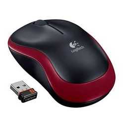 Logitech M185 Wireless Notebook Mouse, USB Nano Receiver, Black/Red