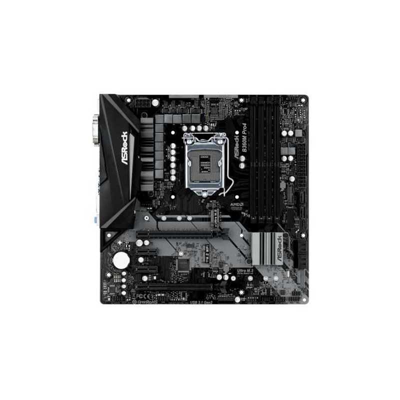 Asrock B360M PRO4, Intel B360, 1151, Micro ATX, DDR4, VGA, DVI, HDMI, XFire, Dual M.2