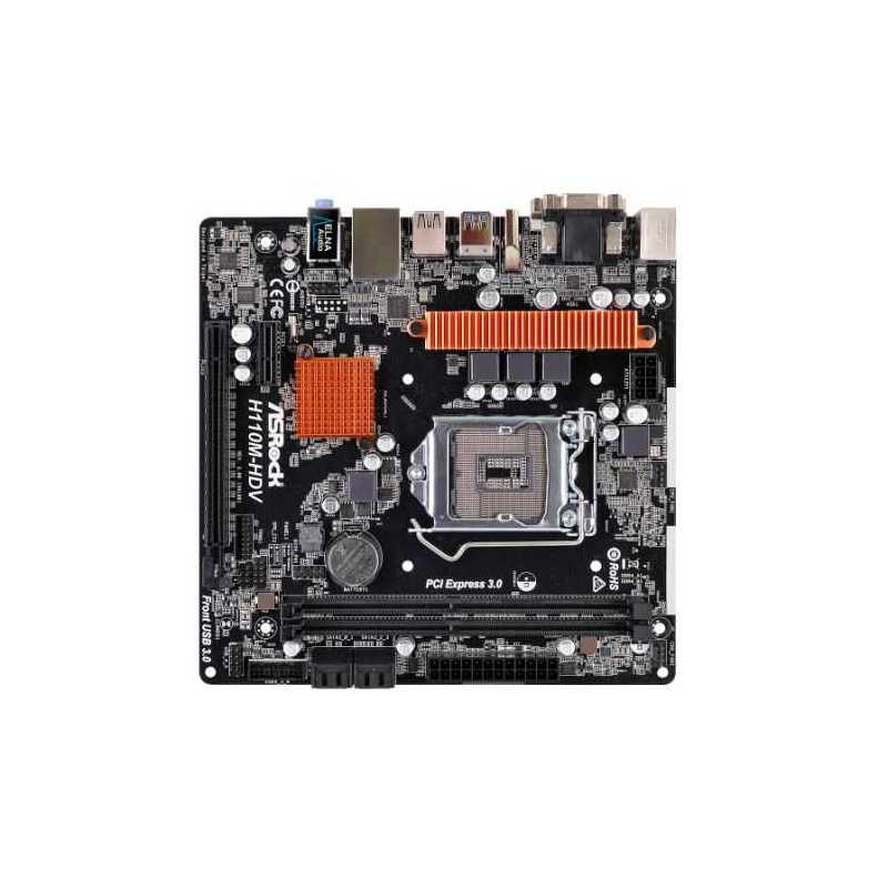 Asrock H110M-HDV, Intel H110, 1151, Micro ATX, DDR4, VGA, DVI, HDMI