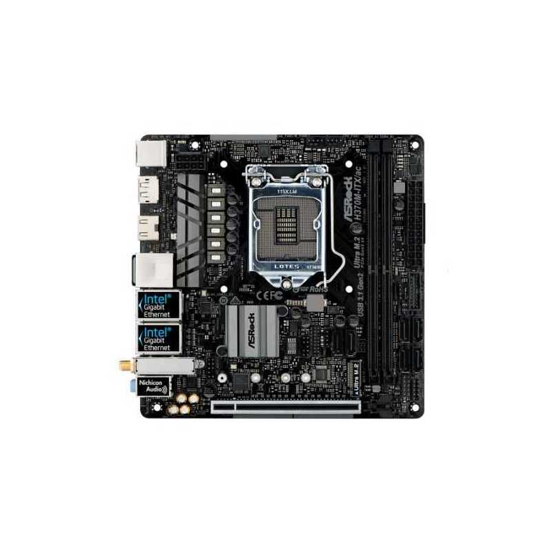 Asrock H370M-ITX/AC, Intel H370, 1151, Mini ITX, DDR4, 2 HDMI, DP, XFire, Wi-Fi,  Dual LAN, M.2