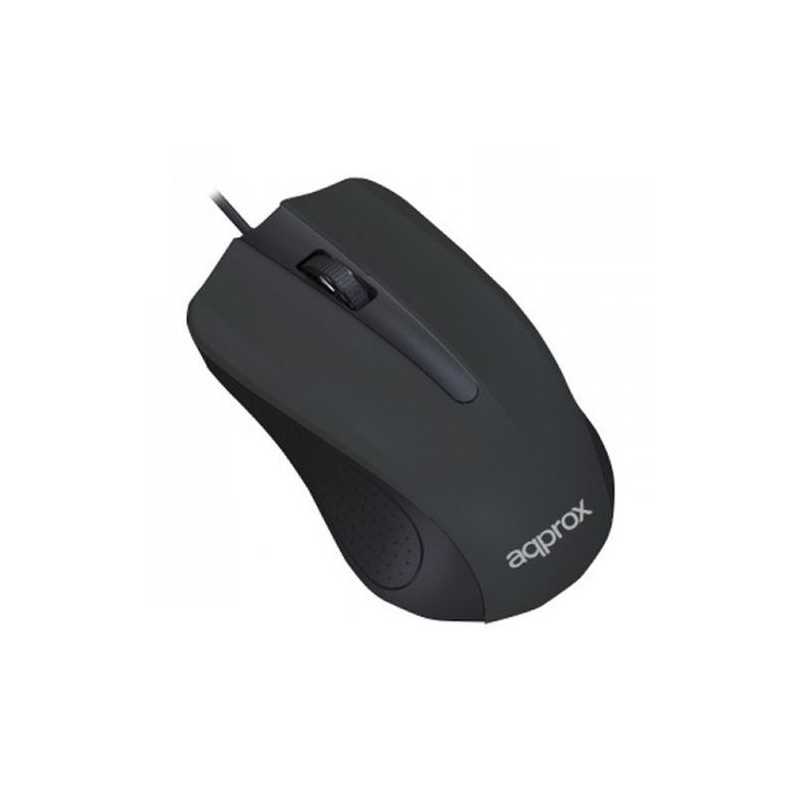 Approx APPOMLITE Wired Optical Mouse, USB, 1000 DPI, Ergonomic, Black