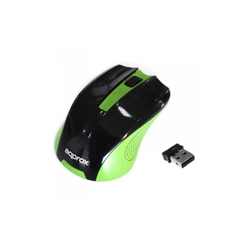 Approx APPWMEGP Wireless Optical Mouse, 1200 DPI, Nano USB, Black & Green