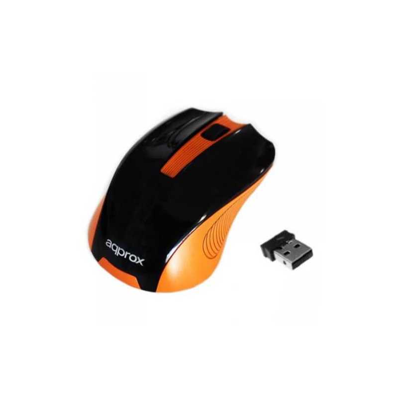 Approx APPWMEO Wireless Optical Mouse, 1200 DPI, Nano USB, Black & Orange